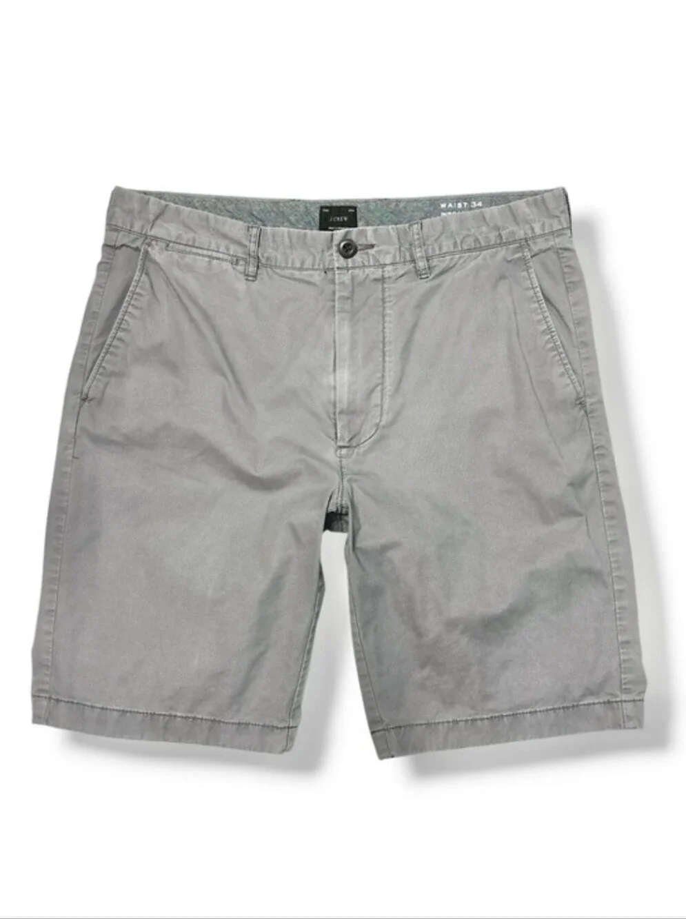 J. CREW Grey Stretch Chino Flat Front Shorts 10.5” Inseam Size 34